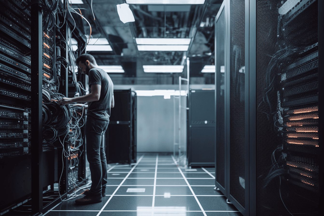 Serverracks in einem Rechenzentrum